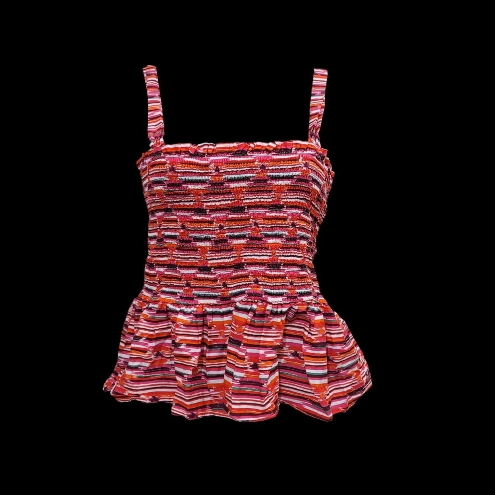 NWOT Loft Colorful Shirred Ruffle Top